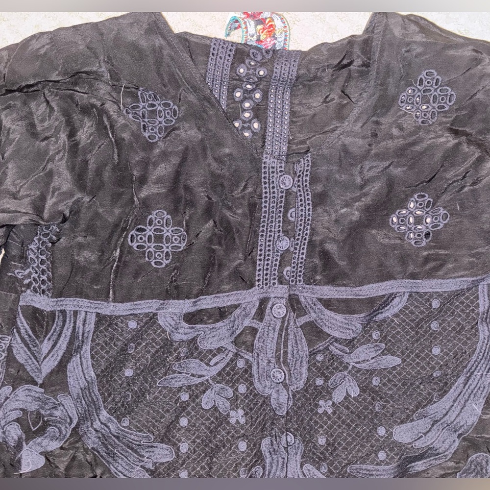 Johnny Was Black Lacey Blouse with Embroidery - Picture 6 of 10